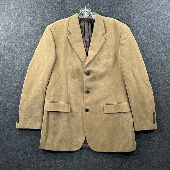 Ralph Ralph Lauren Blazer Men's 38R Tan Faux Suede 3 Button Jacket Sport Coat - Picture 1 of 11